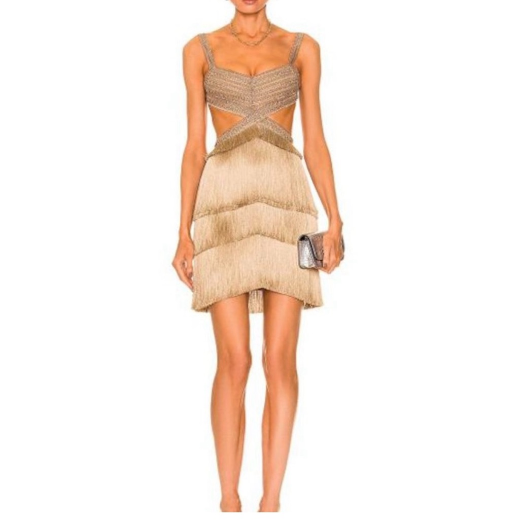 Patbo Gold Layered Mini Dress